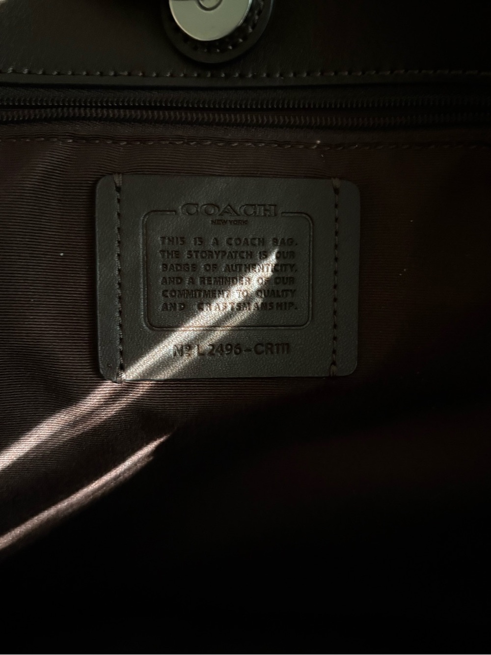 Coach Dark Brown Leather Tote with Silver Logo - Picture 6 of 6